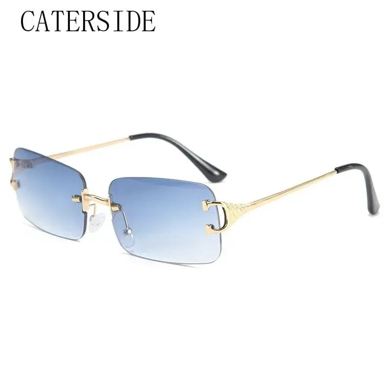 

Солнцезащитные очки без оправы UV400 для мужчин и женщин, прямоугольной формы, без оправы, квадратные, с градиентными линзами