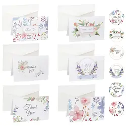 Floral Thank You Card Set with Envelopes and Stickers - Blank Inside for Personalized Messages (WHITE)