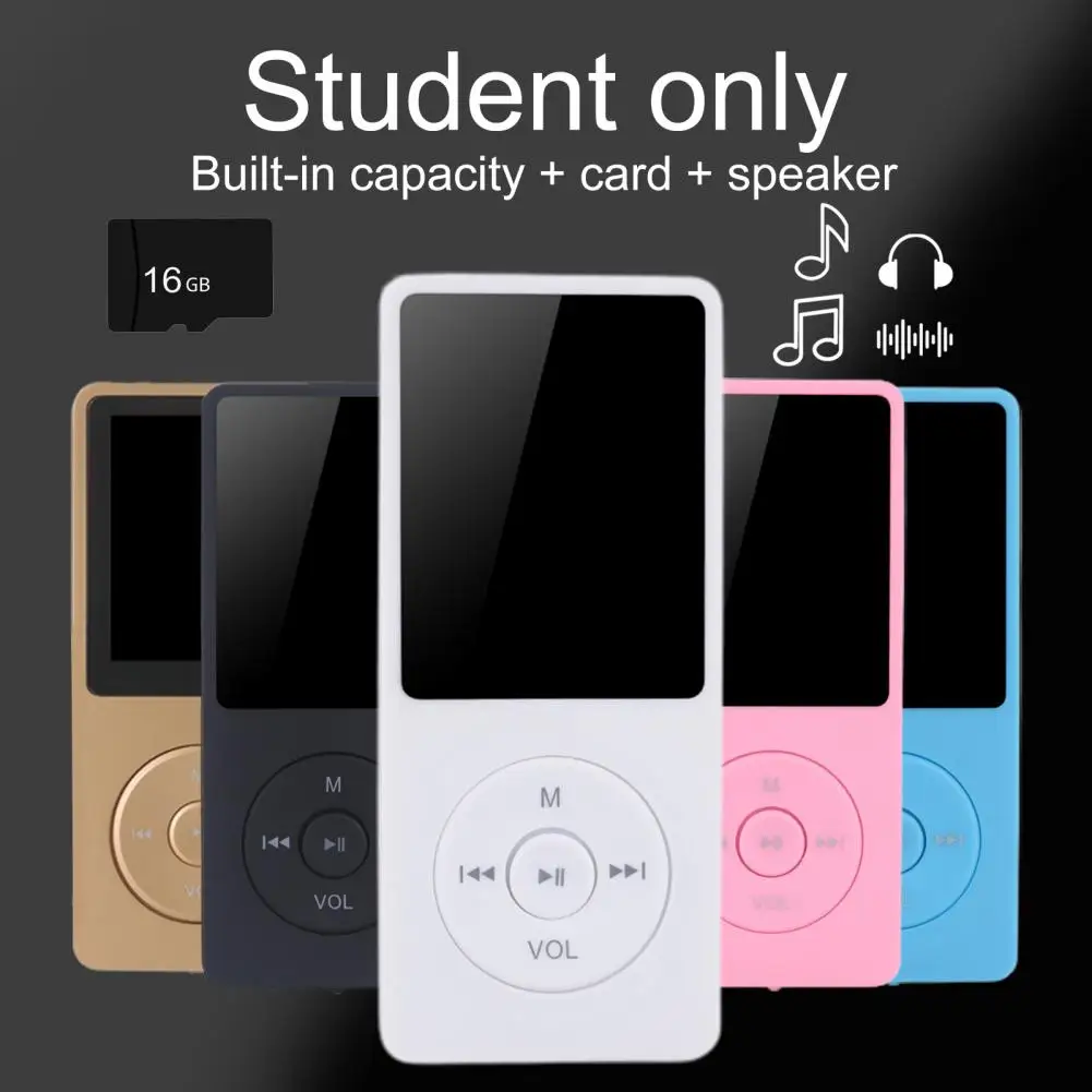 Portable Mp4 with Built in Speaker Music with 16gb Sd Card Built in Speaker Voice Recorder High quality Sound Mp3