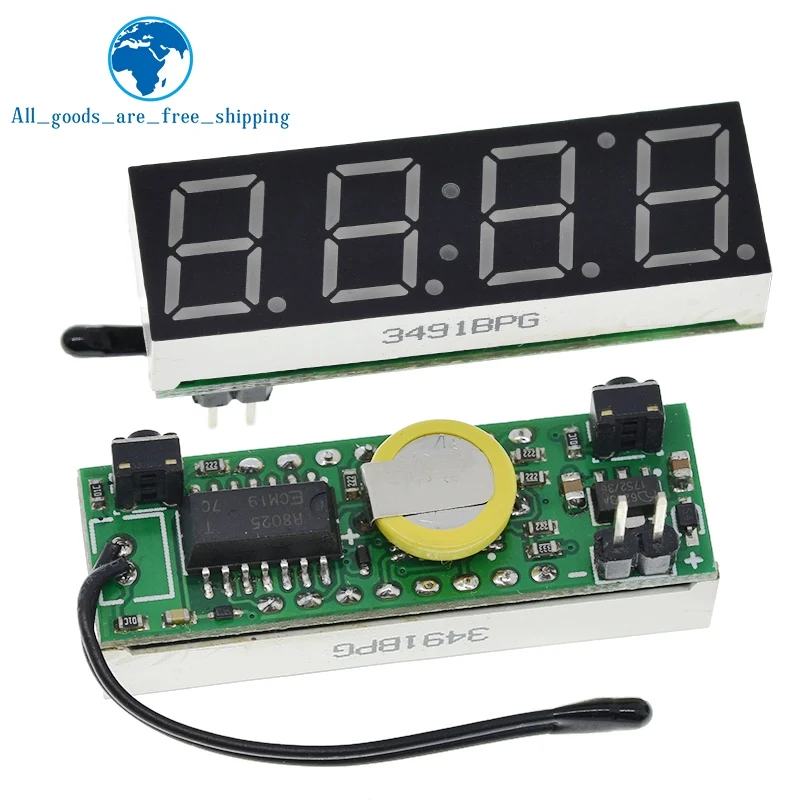 TZT 3 In 1 LED RX8025T Digital Clock Temperature Voltage Module DIY Time/Thermometer/Voltmeter DC 5-30V For Arduino