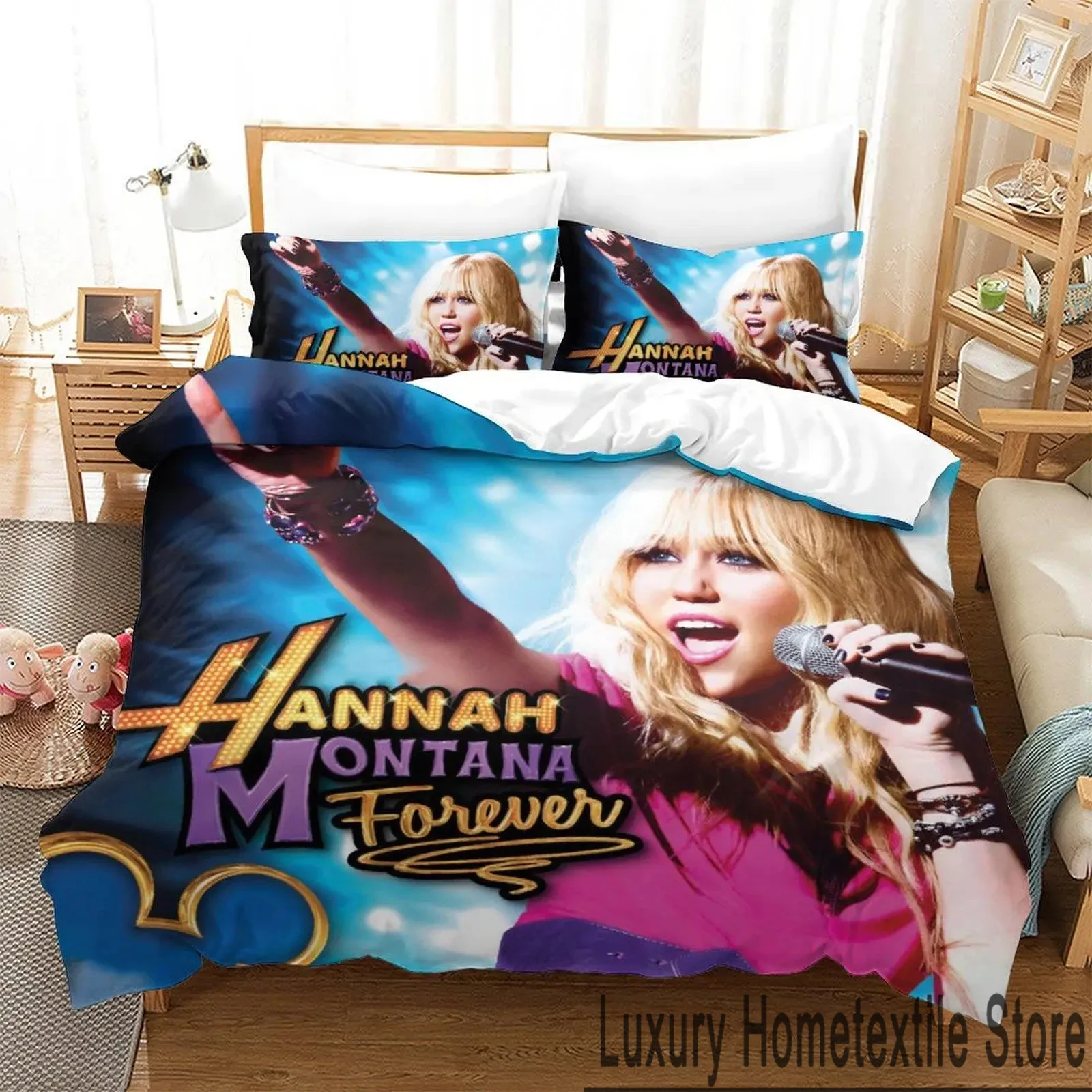 3D Print Hannah Montana Bedding Set Boys Girls Twin Queen King Size Duvet Cover Pillowcase Bed boys Adult Home Textileextile 2