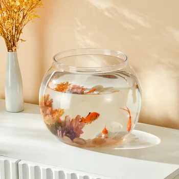 Clear Transparent Round Fish Tank Plastic Portable Fish Bowl light luxury creative Desktop Aquarium Bowl small ornamental fish