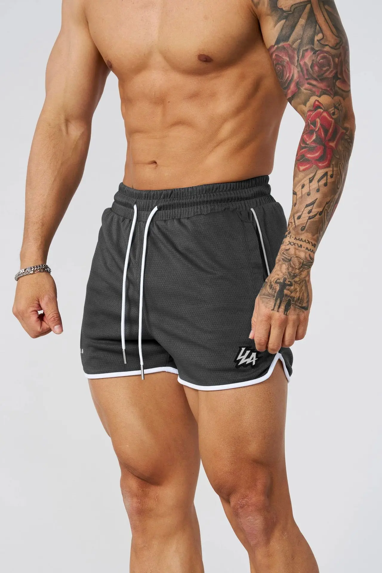 2025 YA men's shorts fine mesh quick-drying breathable printed casual shorts outdoor running training beach pants 5
