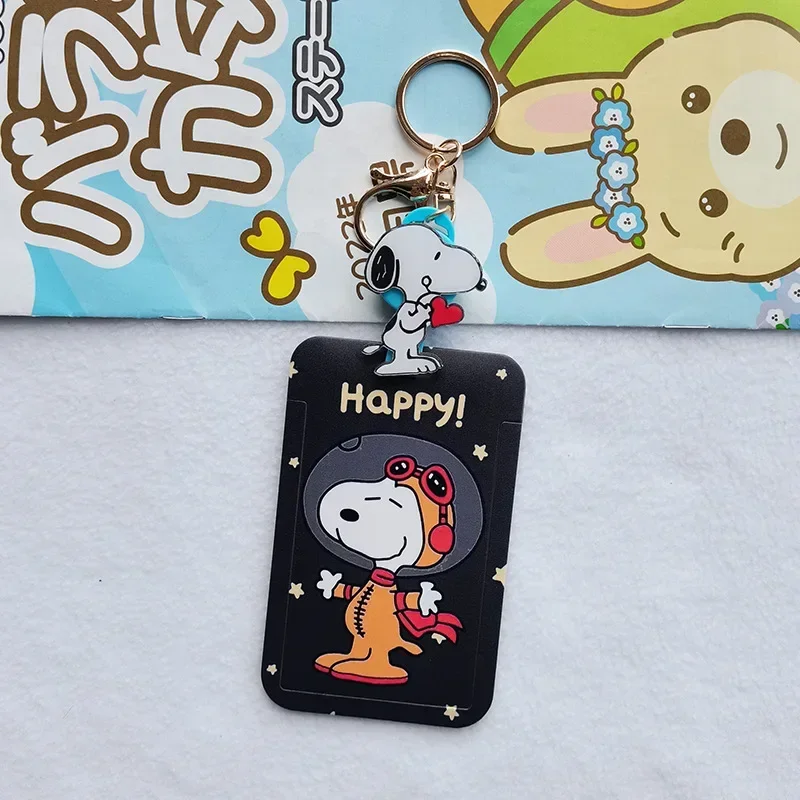 Snoopy Charlie Card Holder Retractable Keychain Cartoon Cute Students Badge  Reel Clip School Meal Bus Nurse IC ID Card Cover