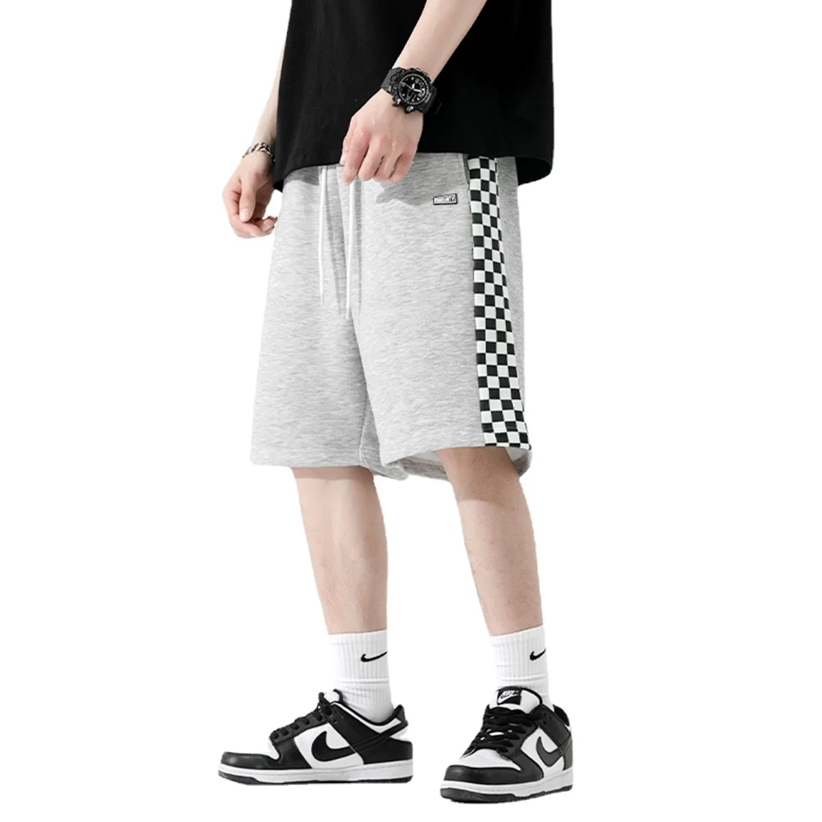 

2023 летние мужские пляжные шорты, хлопковые повседневные Бермуды, спортивные мужские бордшорты, однотонные брюки до колена, модель E32