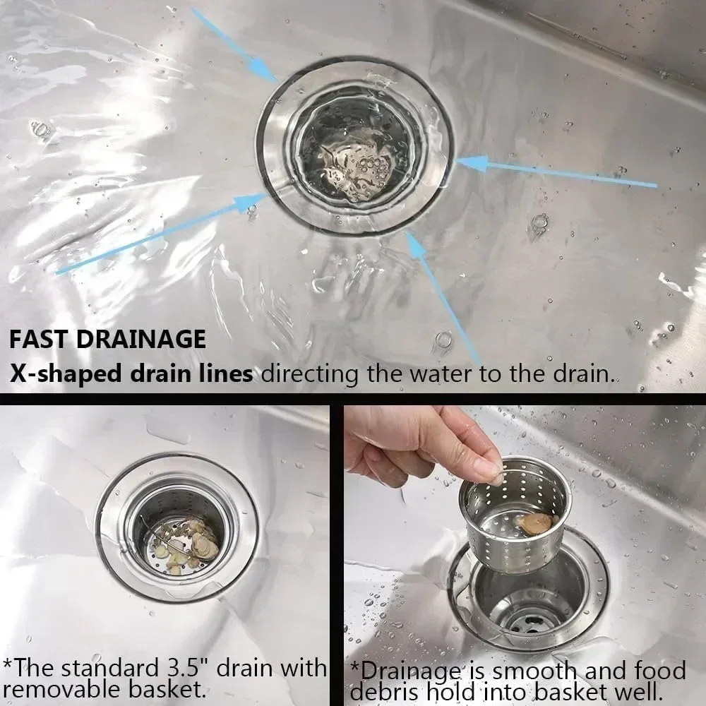 Kitchen sink, sink drop gauge  kitchen sink top mount single bowl deep kitchen sink,‎33 x 19 x 10 inches 5