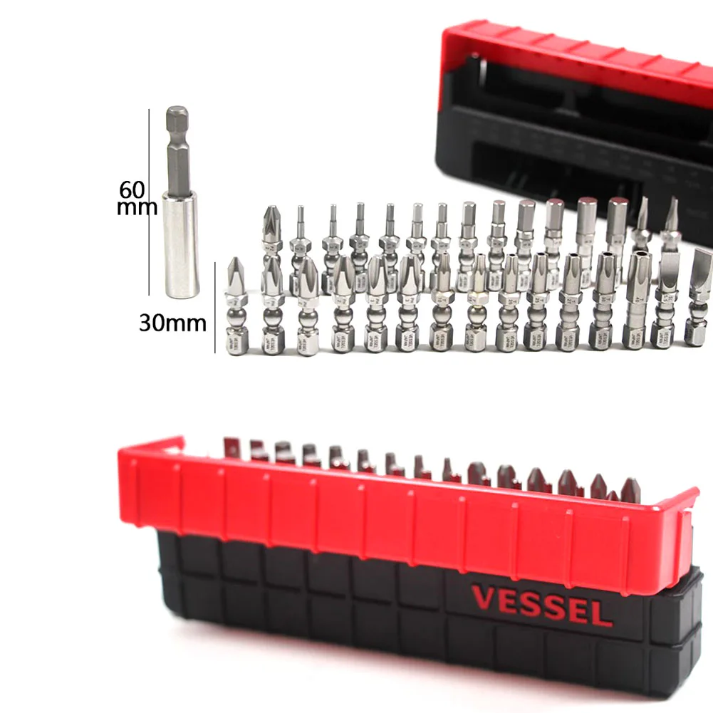 Japan Vessel Impact Ball Torsion Screwdriver Bits Set with Holder Connector in Slide Case 53 pcs household tool set with powerful impact drill precision screwdriver pliers saw knife screws diy mechanic repair tools kit