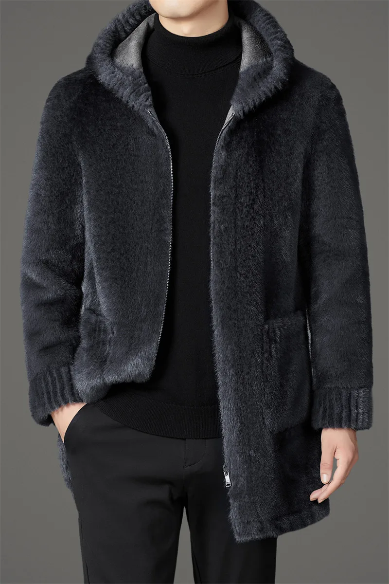 Casual Slim Solid Woolen Coat High Qualit winter jacket men fashion Woolen Coat Men's Casual Wool hooded trench coat Men Jacket - Image 6