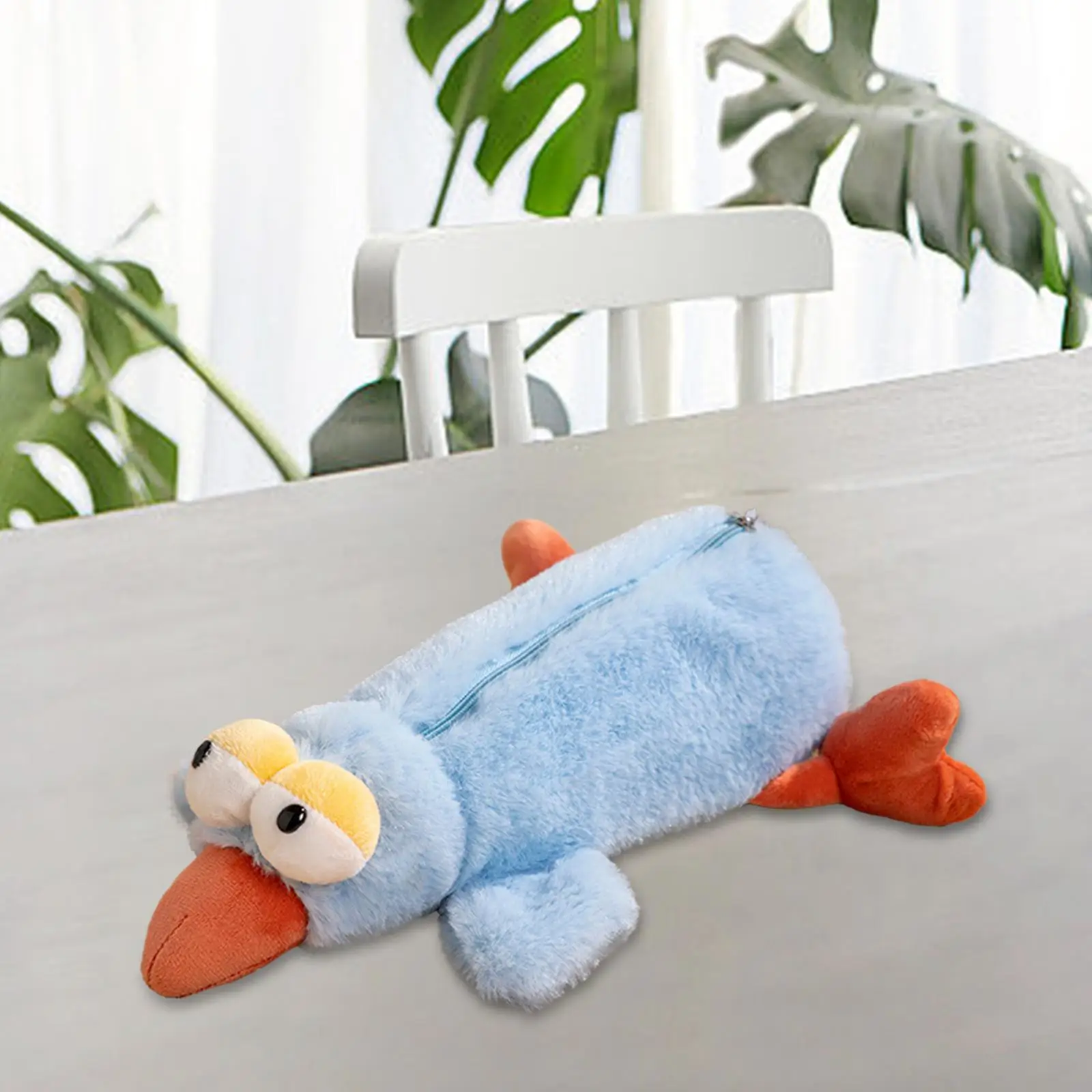 Plush Pencil Case Big Eyes Bird Appearance Stationery Organizer Cosmetic Bag