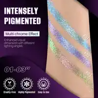 Fard à paupières scintillant effet caméléon CHARMACY, haute pigmentation, couleur changeante, formule lisse et estompable, idéal pour les soirées 3