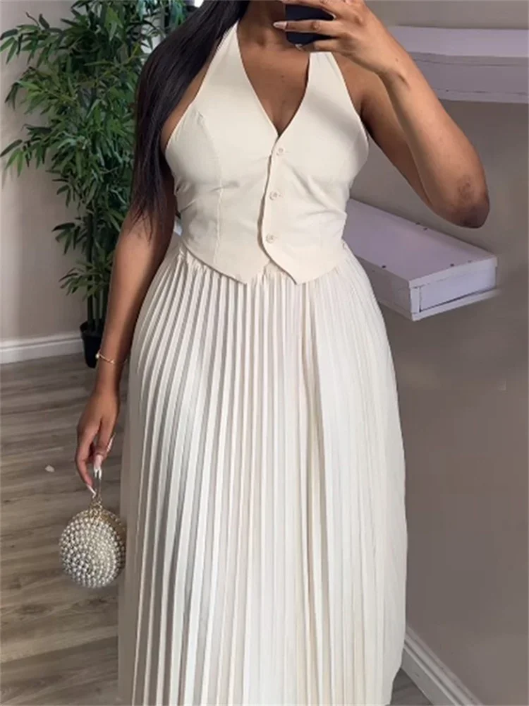 Wmstar Skirts Sets Party Two Piece Set Women Sexy Fashionable Solid V Neck Vest Top Casual Matching Suit Wholesale Dropshipping