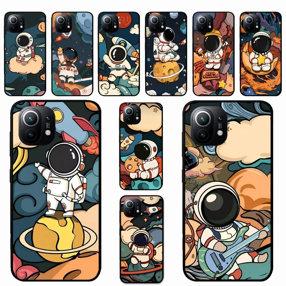 

Fuuny Astronaut Space Phone Case For Xiaomi Mi 5X 8 9 10 11 12 lite pro 10T PocoX3pro PocoM3 Note 10 pro lite