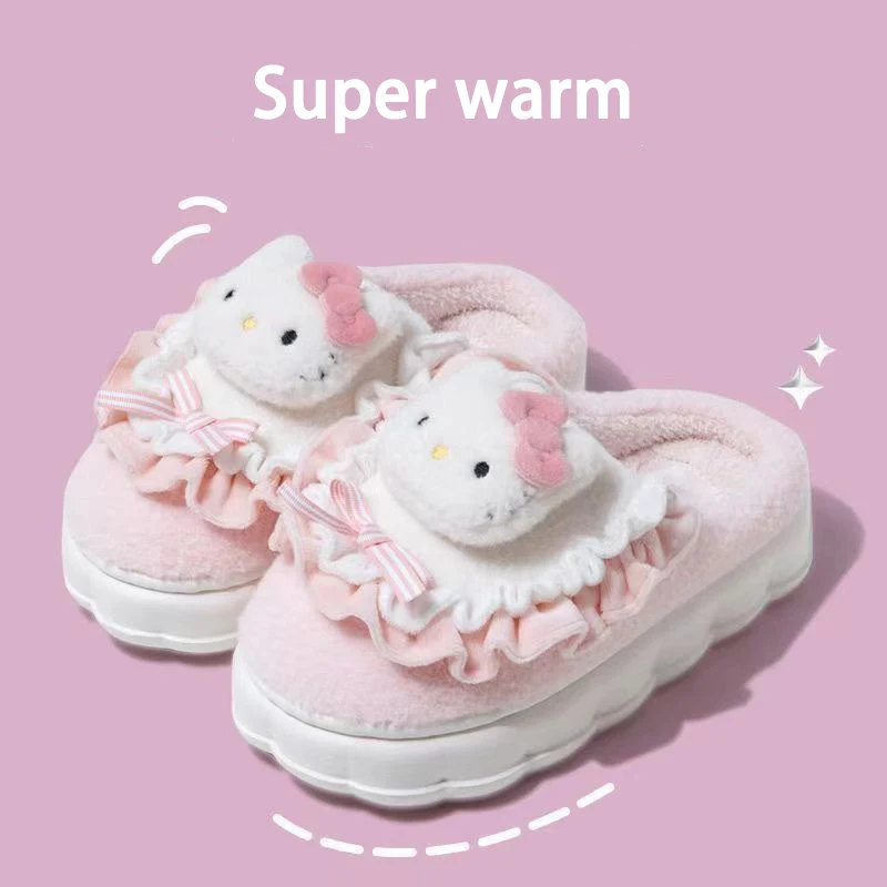 

Kawaii Sanrio Cotton Slippers Hello Kitty My Melody Kuromi Cartoon Cute Keep Warm Autumn Winter Home Shoes Dormitory Christmas