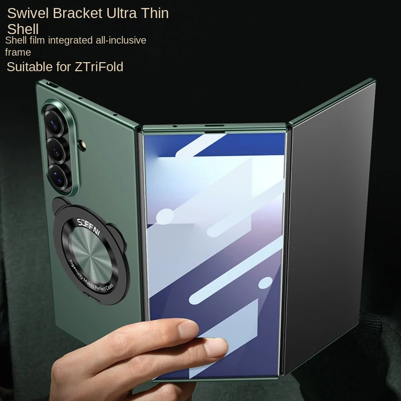 TriFold Full-Cover Phone Case with Magnetic Stand and Integrated Film