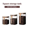 800-1200ml Square Glass Coffee Sealed Storage Jar Wooden Spoon Coffee Bean Cans Household Milk Powder Tea Sugar Storage Can 1