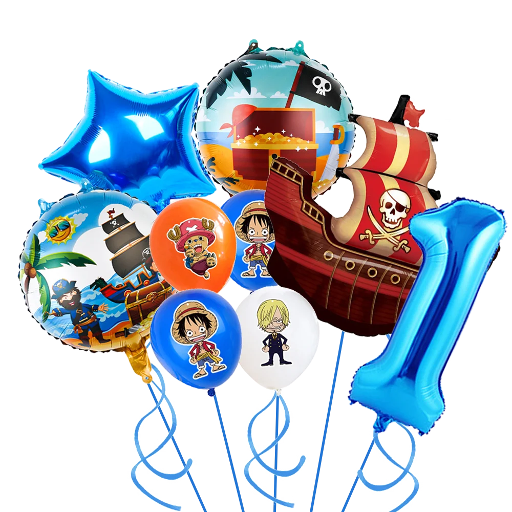 New ONE PIECE Luffy Birthday Party Decoration Foil Balloons Set Lots Package Pirate Globlos Boys Favors Birthday Gifts