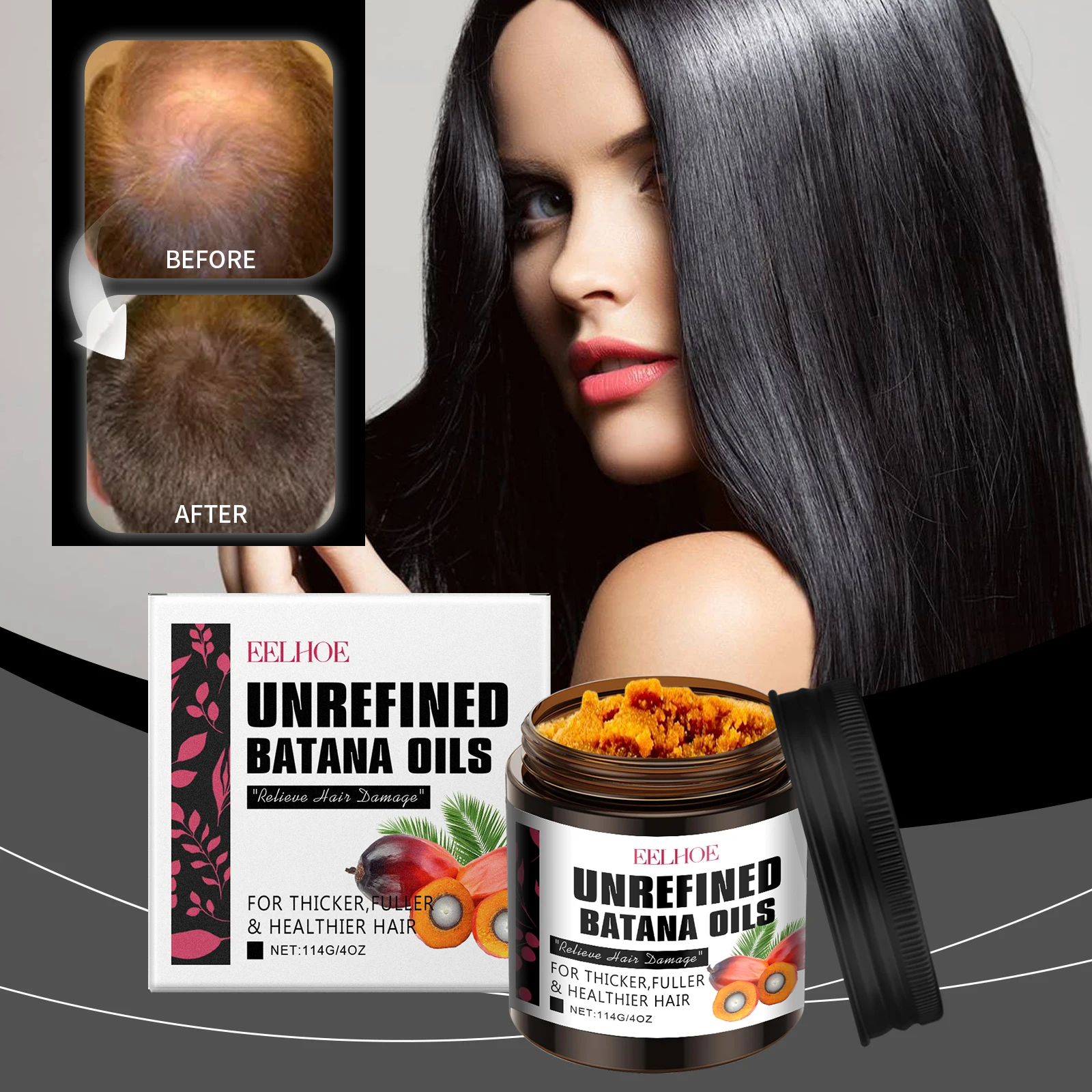 Pure Organic Batana Oil Hair Mask Fast Repair Damaged Dry Split End Hair Treatment Reduce Hair Loss Anti-Breakage Smoothing Care