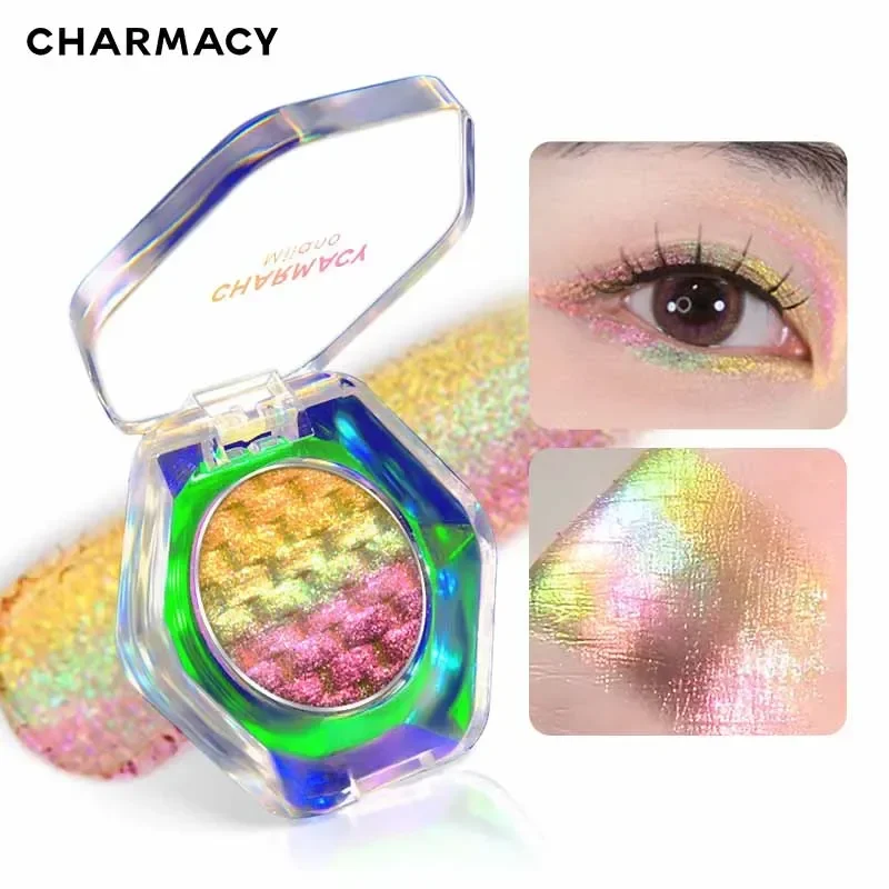 CHARMACY Rainbow Duochrome Eyeshadow 5 Colors Shimmer Multichrome Long-lasting Eye Shadow Cosmetic Makeup for Women eye shadow eye shadow plate