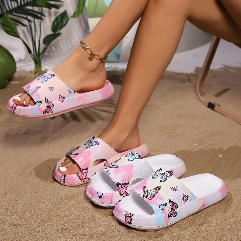 Women's Butterfly Soft EVA Slippers Summer 2026 Thick Bottom Non Slip Platform Sandals Woman Plus Size 45 Beach Slides Sandalias