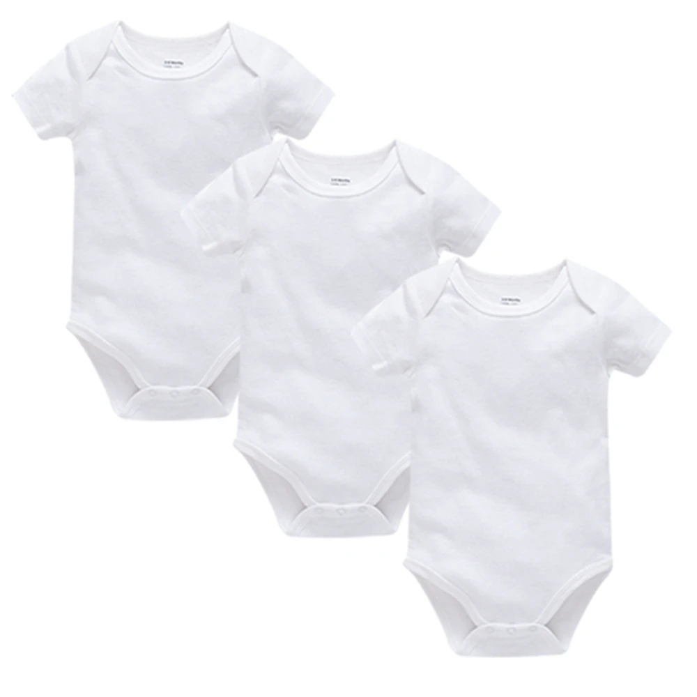 Kavkas 3PCS 5PCS Baby Boys Girls Clothes Solid White Short Sleeve Cotton Baby Bodysuits body bebe 0-24 months Newborn Jumpsuit images - 6