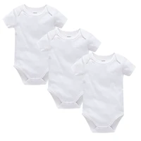 Kavkas 3PCS 5PCS Baby Boys Girls Clothes Solid White Short Sleeve Cotton Baby Bodysuits 6