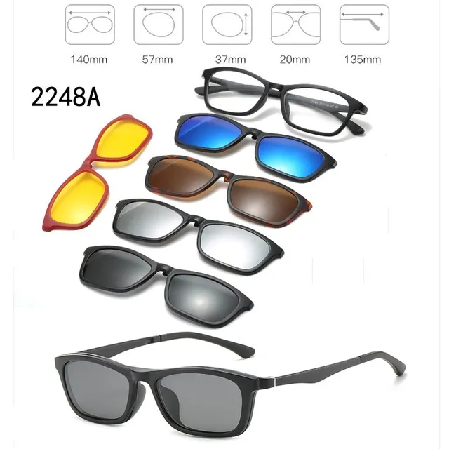 5 In 1 Custom Men Women Polarized Optical Magnetic Sunglasses Clip Magnet Clip on Sunglasses Polaroid Clip on Sun Glasses 2