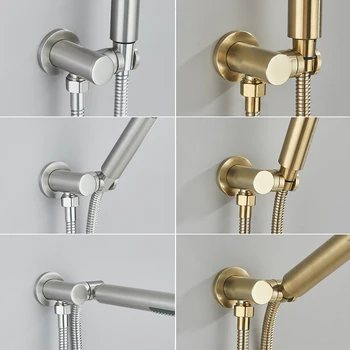 Poiqihy Chrome หัวฝักบัวมือถือสเปรย์อาบน้ําติดผนัง Bidet Sprayer ผู้ถือปกปิดก๊อกน้ําอุปกรณ์เสริม 2