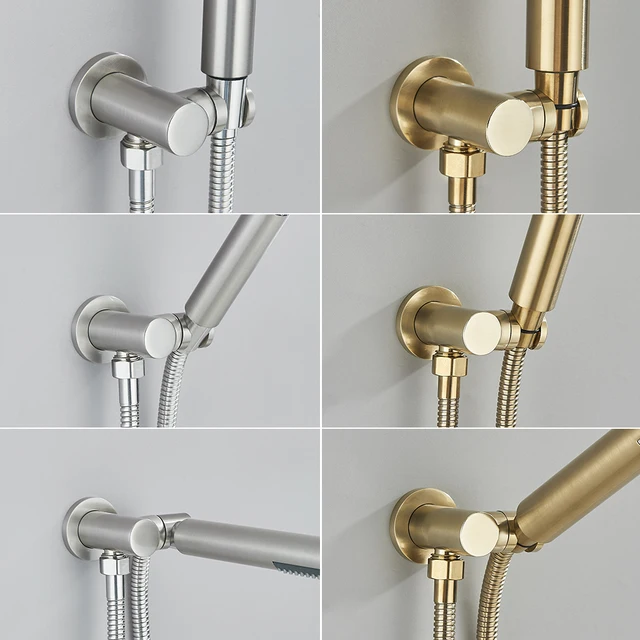 Poiqihy Chrome หัวฝักบัวมือถือสเปรย์อาบน้ําติดผนัง Bidet Sprayer ผู้ถือปกปิดก๊อกน้ําอุปกรณ์เสริม 2