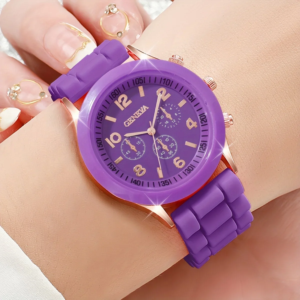 14 piece women's fashionable quartz watch set - candy colored silicone strap, digital display,