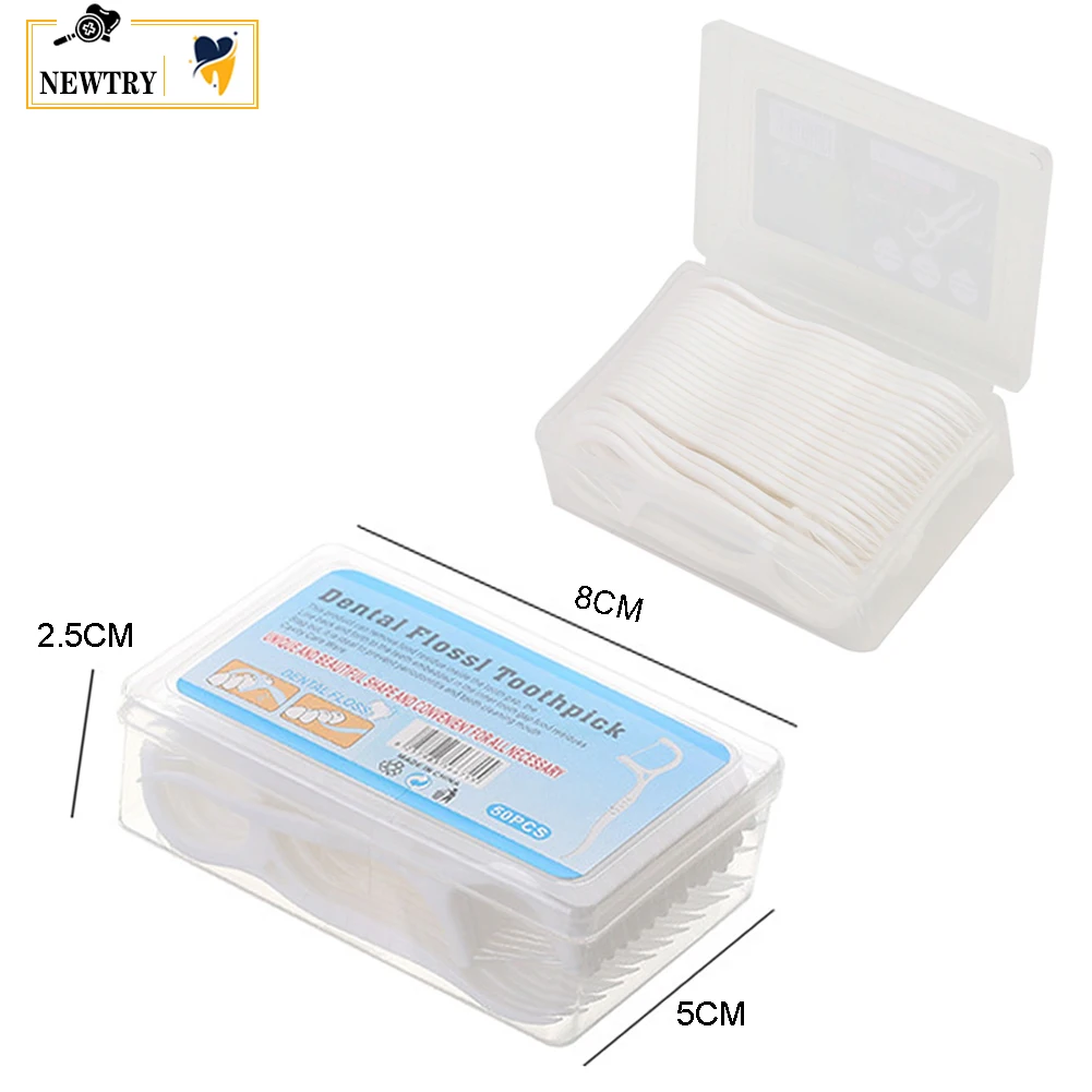 Disposable Dental Floss Oral Hygiene Pick Stick Flosser Teeth Stain Cleaning Toothpick Interdental Brush For Travel 50Pcs/box dental floss stick dental floss sticks dental cleaning tools