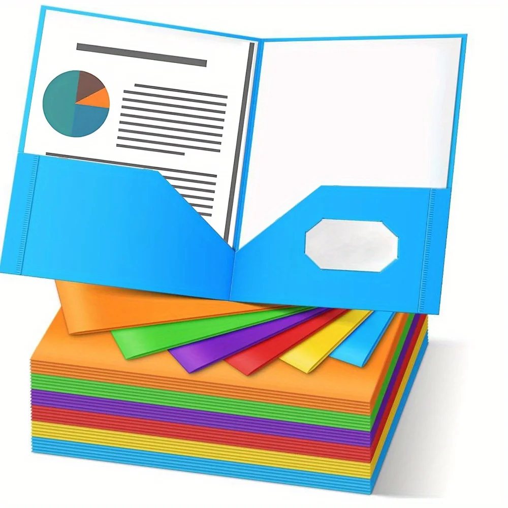 12Packs Plastic 2 Pocket Folders, Bulk Heavy Duty Folder in 6 Colors, Durable and Sturdy Folders for School and Office Supplies