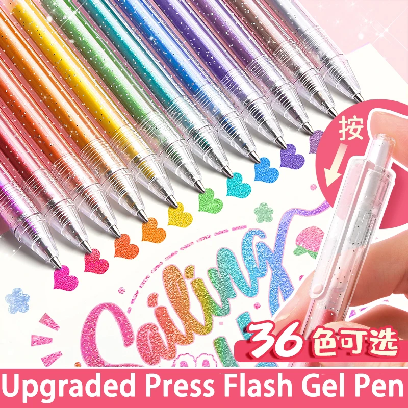 8/12/24/36/48 Colors Retractable Glitter Gel Pens Writing Art