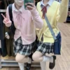 Anime Yellow Knitted Cardigan 2025 Spring and Autumn New JK Knitted Shirt Coat Long Sleeve V-neck Women's Cardigan Top 3
