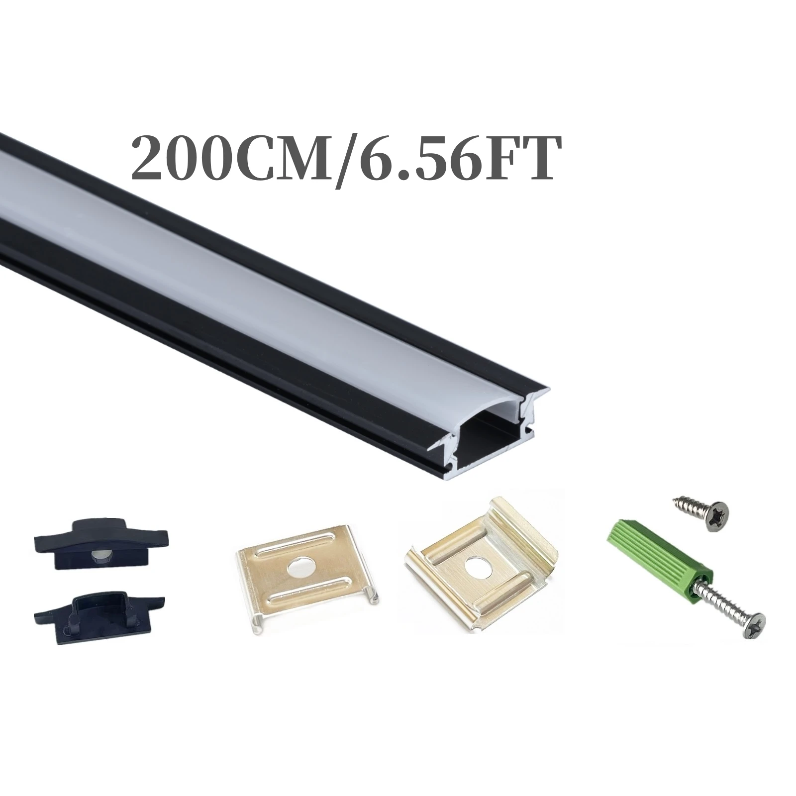 

10-30 Pack 80Inch 2m Led Strip Black Alu Channel Diffuser,5-12mm Wide Tape Recessed Track Milky Cover Cabinet Built In Profile