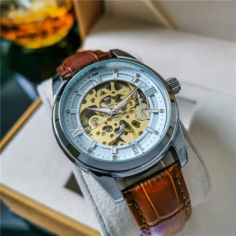 

Fully automatic mechanical watch men's watch tourbillon hollow steel belt business waterproof luminous men's watch