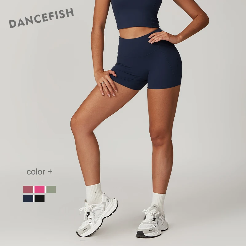 DANCEFISH Naked High Waist Hip Lifting Three-Point Pants Outer Wear Abdominal Tuck Running Gym Tight Sports Fitness Yoga Shorts