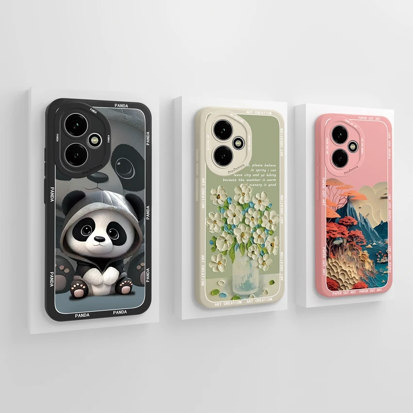 Cute Panda Dinosaur Pattern Soft Silicone Phone Case -