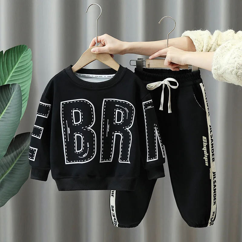 

Spring Autumn Toddler Boy Clothes Set Long Sleeve Letter Print Sweatshirt +Trousers 2pcs Fall Suit Children's Tracksuits 2-12Y