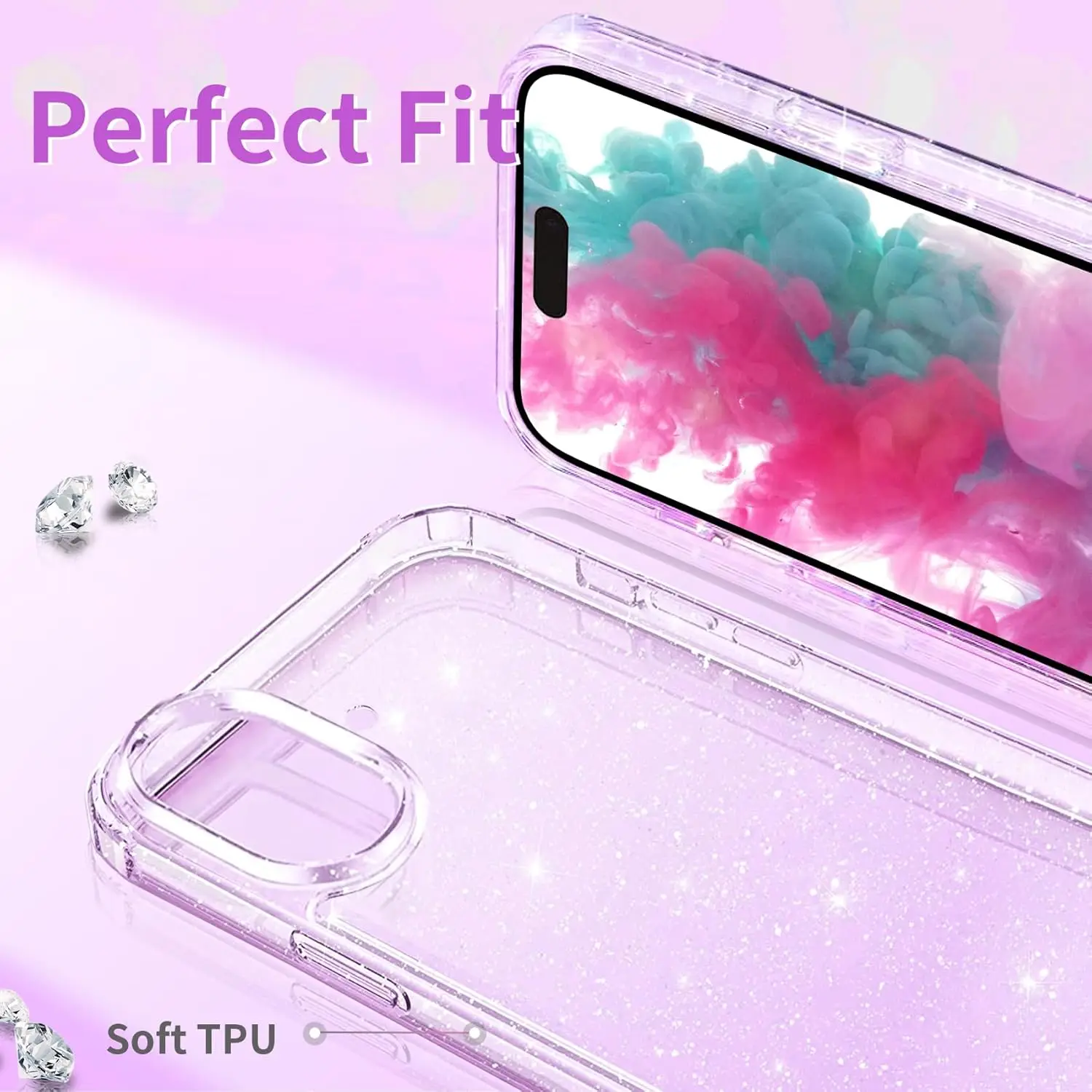 Transparent Glitter Bling Phone Cover -