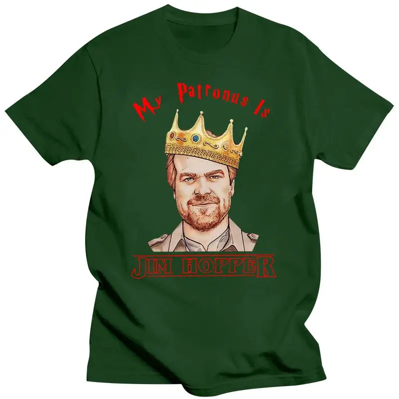 thumbnail image 1 of Nueva camiseta Stranger Tee Things My Patronus Is Jim Hopper, camiseta negra de algodón para hombre, tallas S a 6xl, camiseta normal para hombre, camiseta divertida para hombre, 1 of 5