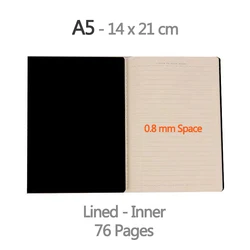Vintage A5 Notebook and Planner - Blank/Grid/Lined Options - 76-Page Journal Sketchbook (BlackCover-Lined)