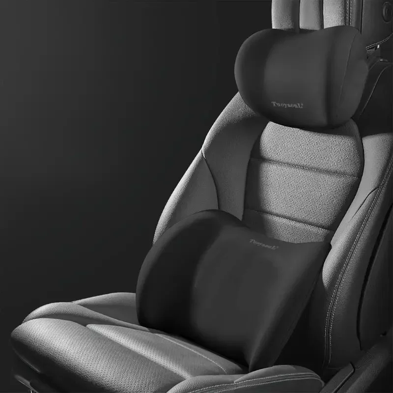 Car Headrest Lumbar Support Kit Memory Foam Seat Cushion