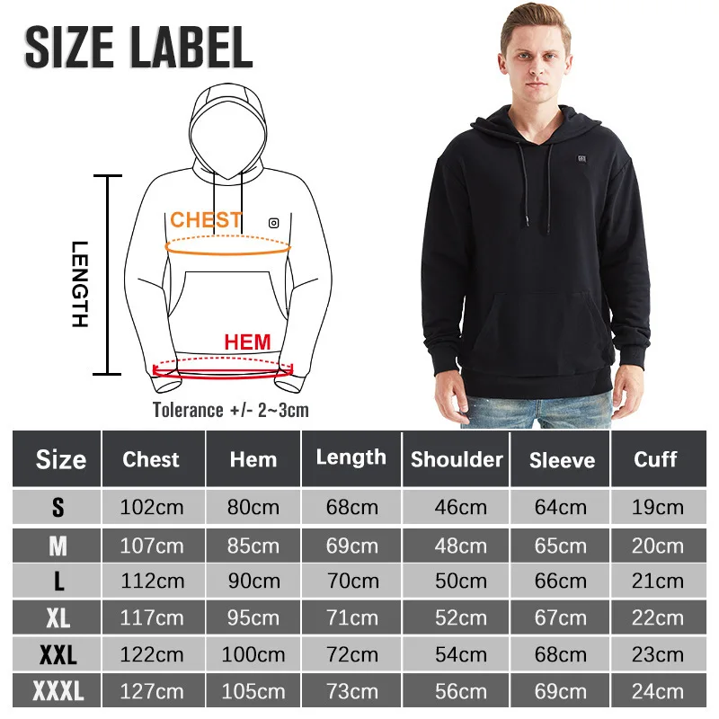 2022 Outdoor Electric USB Heating Sweaters Hoodies Men Winter Warm Heated Clothes Charging Heat Jacket Sportswear 5
