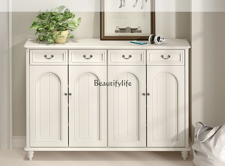 Solid Wood American Retro French Household Indoor Dust-Proof Multi-Layer Shoe Cabinet