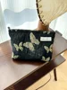 Golden Butterfly Makeup Bag, Fabric Skincare Storage Bag, Small Square Bag, Handbag, Canvas Washbag, Women's Bag 6
