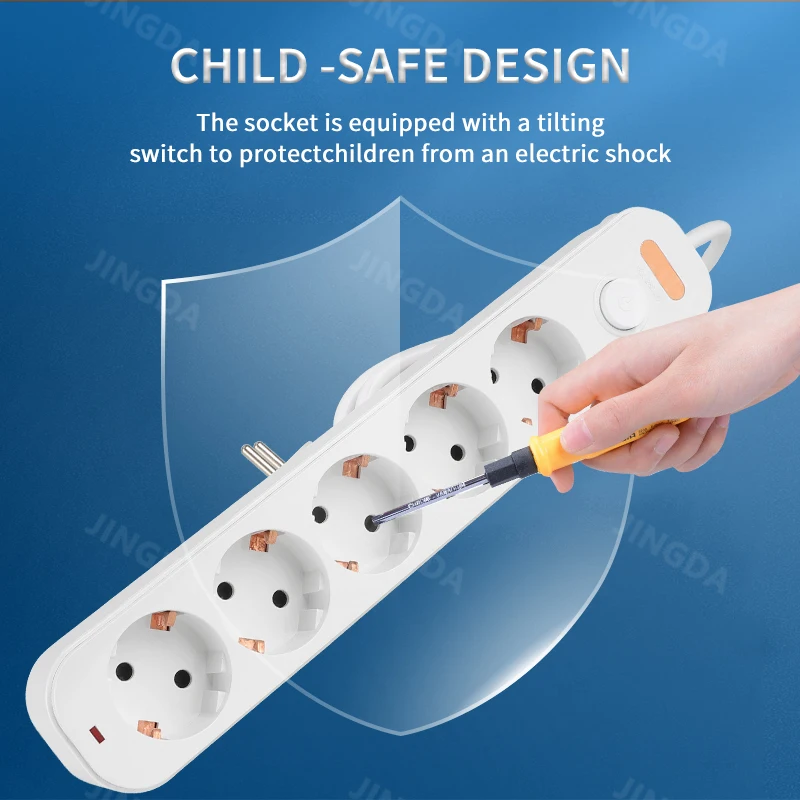 Versatile Power Strip with Independent Switches and 2m Cord