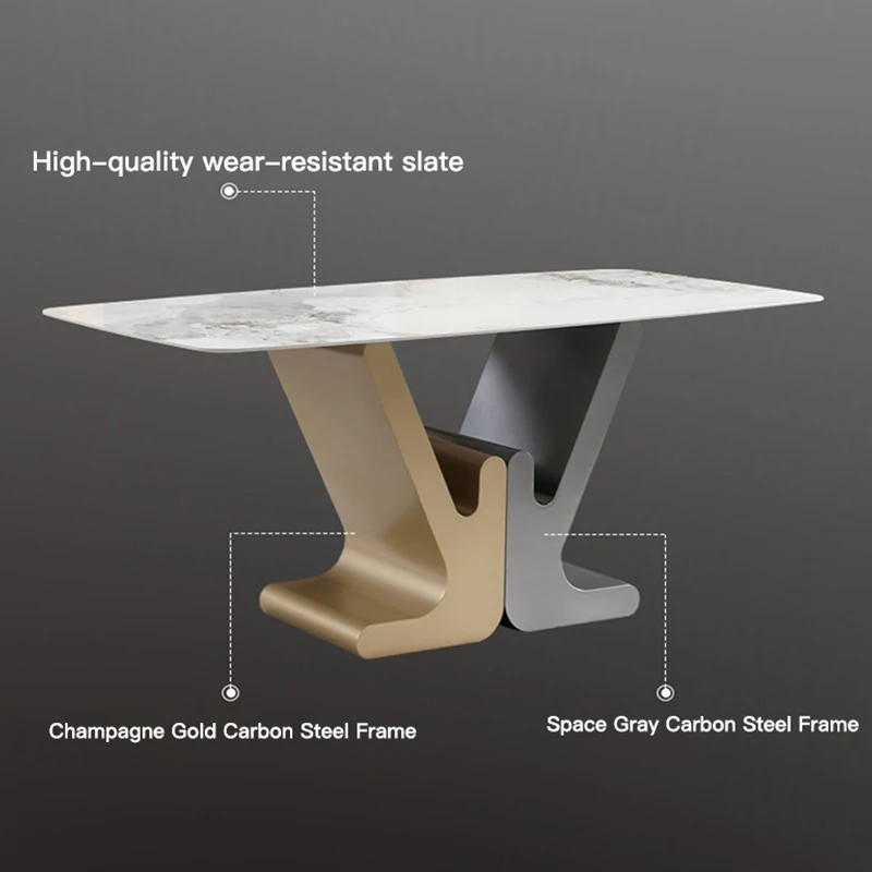 Rectangular 1.8m Snow Mountain White Highend Dining Table And Chair