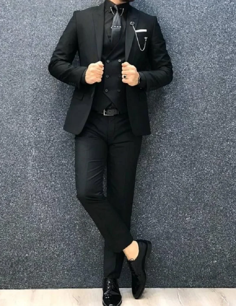 2023 Black Men Suits Slimкостюм мужской Wedding suits Prom Dress Business Suits Party Suits 3 Pieces(Jacket+Vest+Pants)