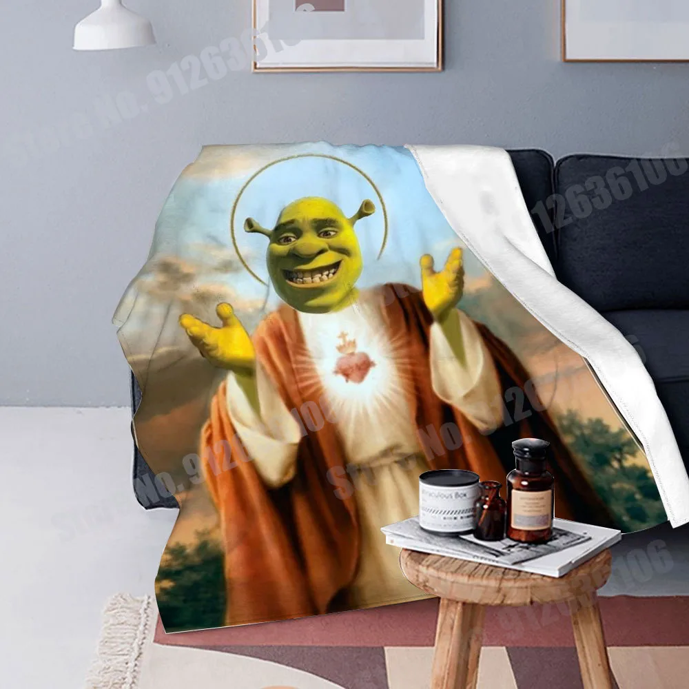 Easter Jesus Shrek Flannel Blanket Funny Cartoon Print Boho Home Decor Cute  Animal Anime Bedroom Sofa Weighted Blankets Yoga Mat - Blanket - AliExpress