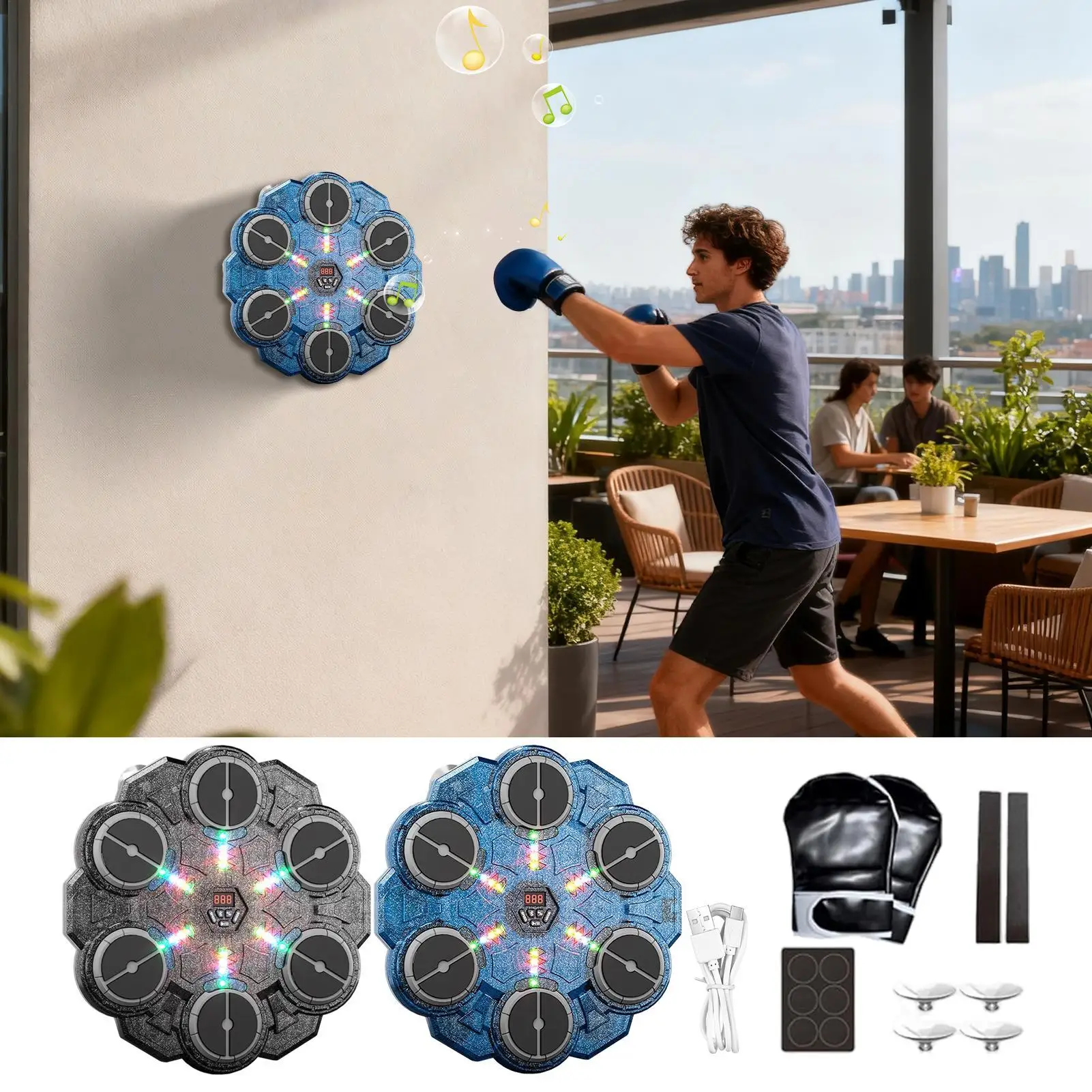 Musical Boxing Machine 9-Speed Wall Target Punching Workout Gym Boxing Equipment With Light For Adults Boys Gym Workout Exercise